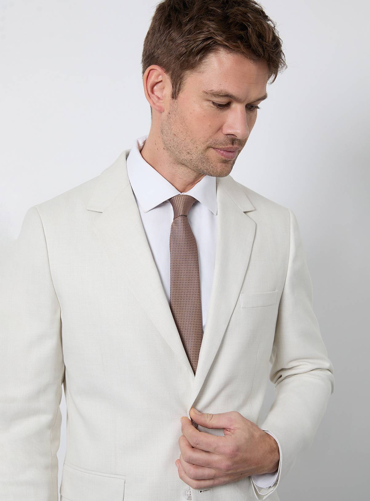 BURTON Light Brown Textured Tie One Size - Image 2